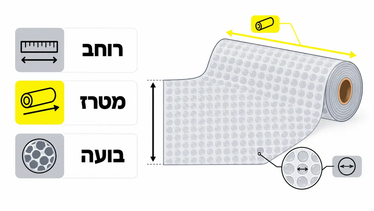 ‏גליל ניילון בועות: מדריך בחירה לרוחב ומטרז