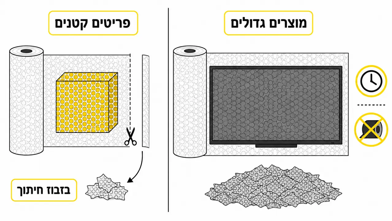 גליל פצפצים מחיר, אילו מידות הכי משתלמות לעסק שעושה משלוחים?