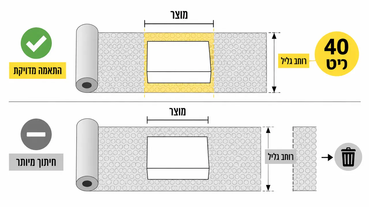 גליל פצפצים ובחירת רוחב ואורך