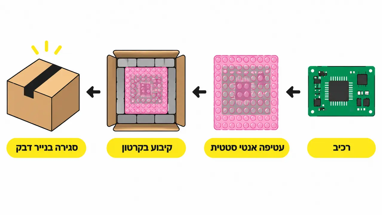 איך אורזים נכון מוצר אלקטרוני עם ניילון בועות אנטי סטטי?