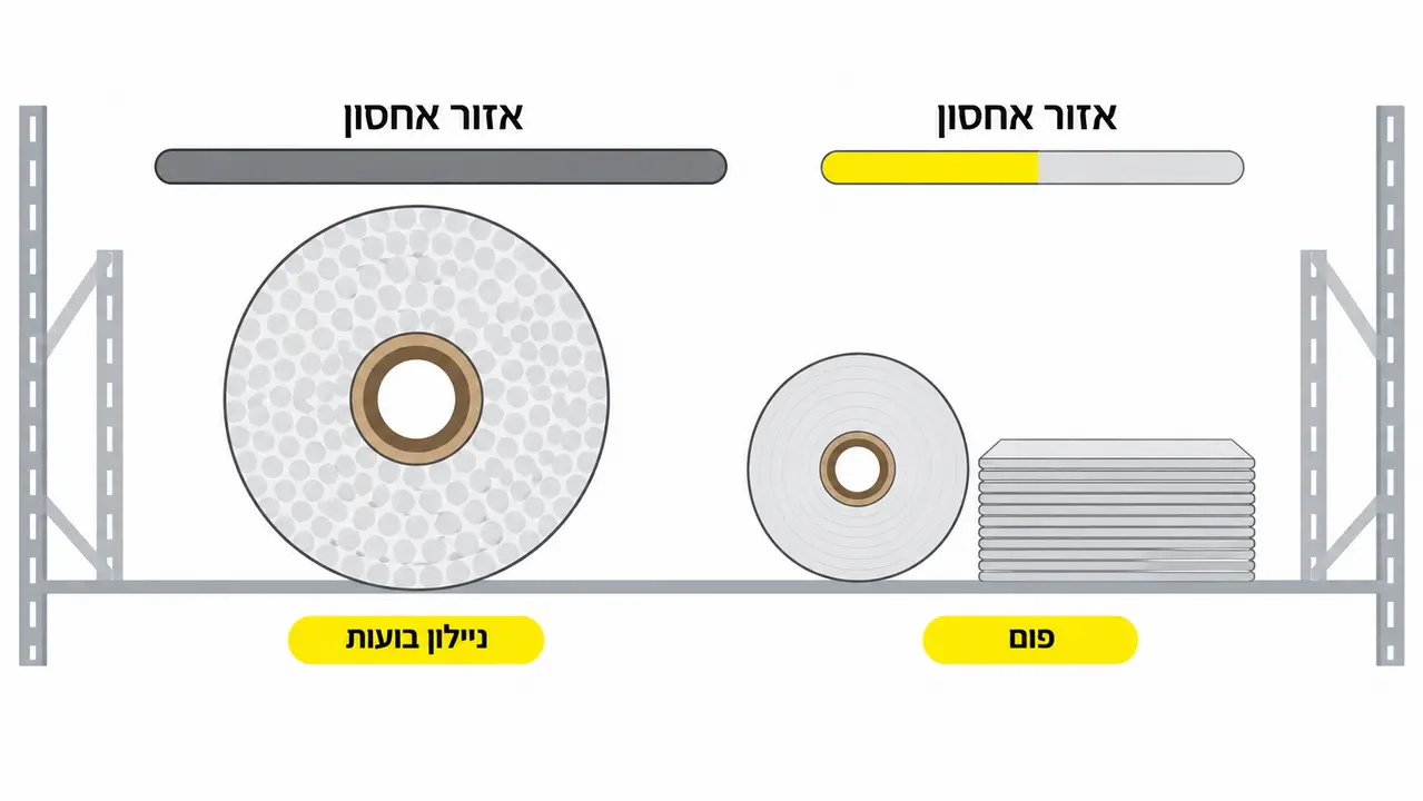 איזה חומר תופס פחות מקום במחסן